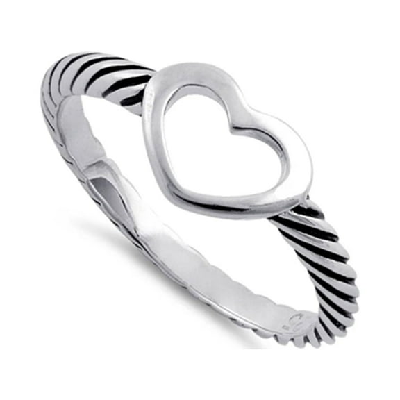 Stackable 925 Sterling Silver Oxidized Platinum Plated Heart Women Valentines Day Gifts Ring