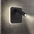 thumbnail image 1 of Luces de pared Luces de noche LED Luces de pared de hotel para interiores Luces de pared de cama Lámpara de pared de pasillo con interruptor de 3W + 10W (cuadrado) (cuadrado, negro), 1 of 5