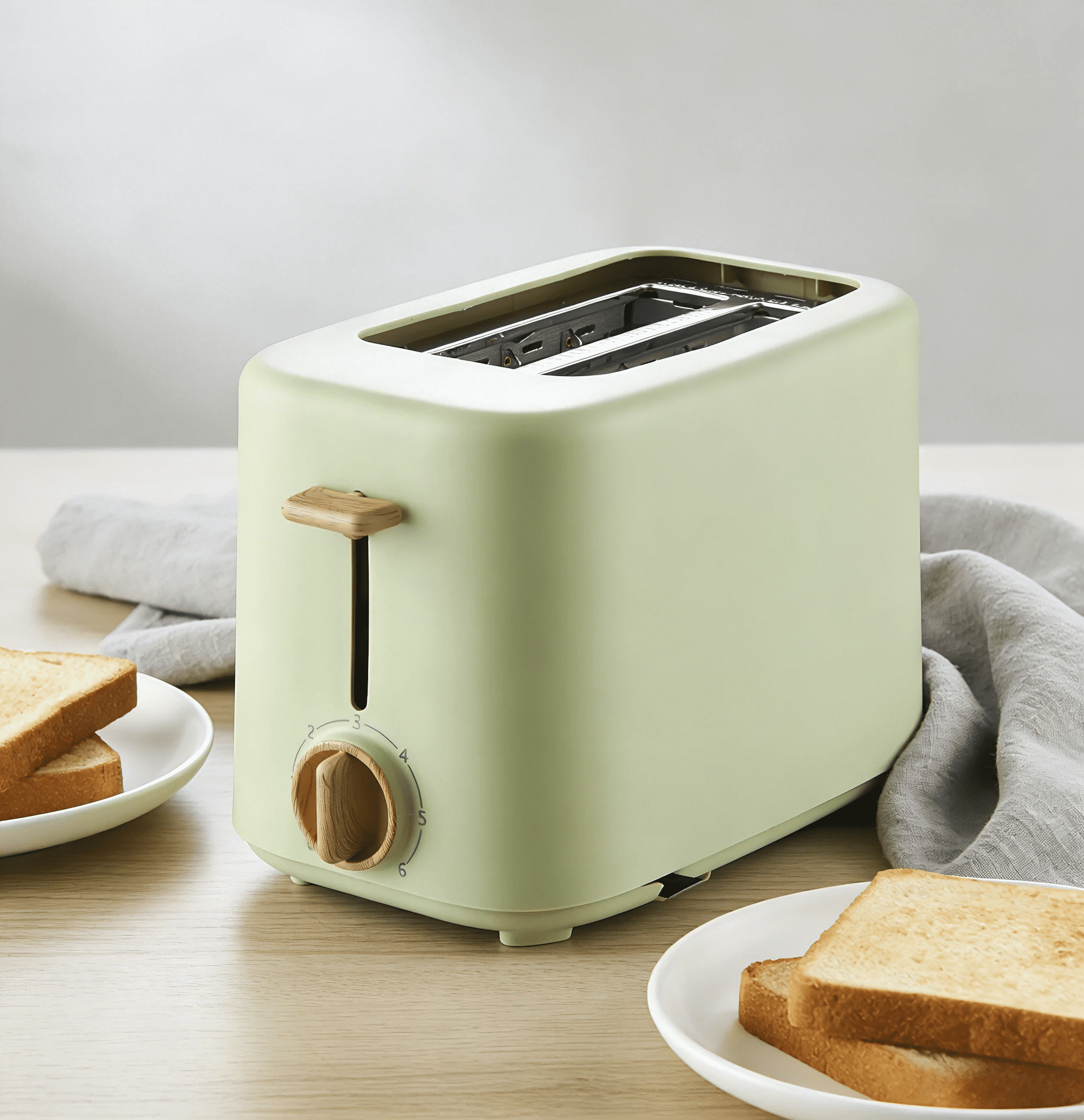 Compact Household 2-Slice Bread Toaster 700W, Extra Wide Slots, Removable Crumb Tray & Dust Cover for Easy Storage