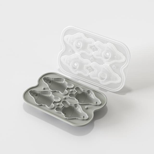 Molde for cubitos de hielo en forma de oso tumbado con tapa, bandeja de hielo de silicona for cubitos congelados caseros