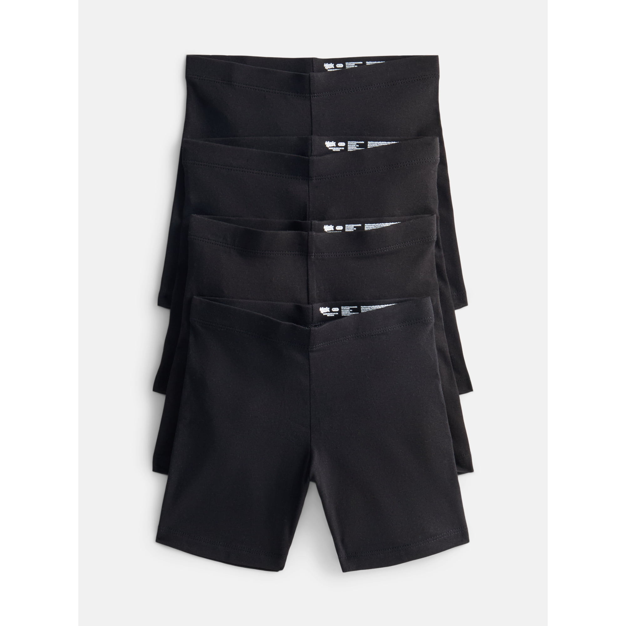 Wonder Nation Girls Bike Shorts, 4-Pack, Sizes 4-18 & Plus