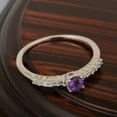thumbnail image 4 of 4mm Round Shape Amethyst 925 Sterling Silver Solitaire Side Accents Women Promise Ring, 4 of 7