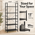 thumbnail image 4 of 5-Tier Modern Bookshelf, Tall Free Standing Open Bookcase with Metal Frame, Narrow Plant Stand and Display Storage Rack for Living Room, Home Office, Bedroom, 4 of 6
