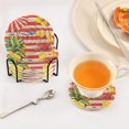 thumbnail image 3 of Yayeee 6 PCS Drink Coasters with Holder Set Woven Absorbent Round Tabletop Hot Pad, Striped Lemon, 3 of 7