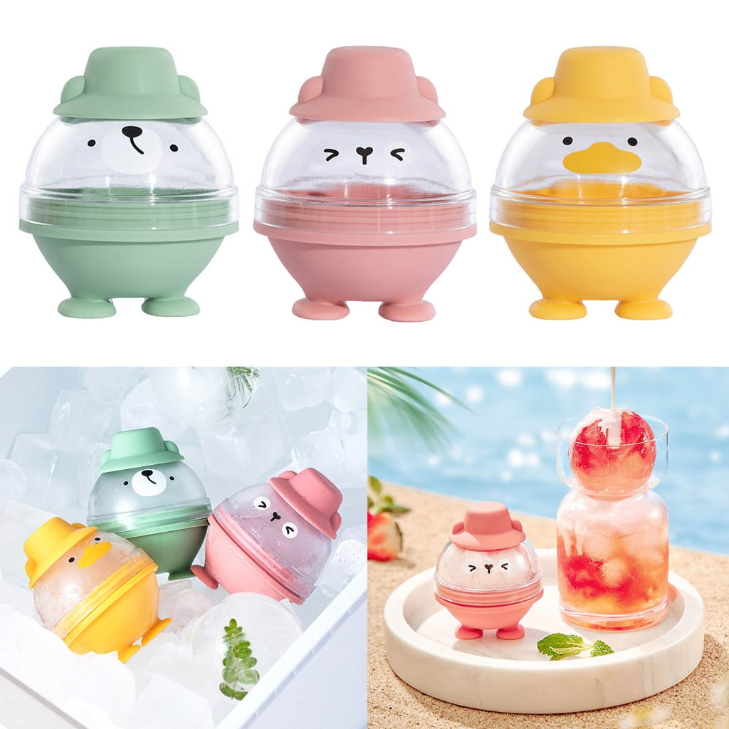 Ice-Ball-Maker Mold with Lid Easy to Release Silicone Round Ice-Cubes Molds
