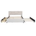 thumbnail image 3 of Harper & Bright Designs Queen Size Platform Bed Upholstered Bed with Twin Size Trundle and 2 Drawers Brick Pattern HeardboardBrick Pattern Heardboard, Solid Wood Platform Bed Frame, Beige, 3 of 12