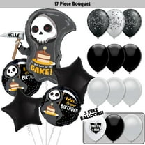 17pc Over the Hill Balloons Grim Reaper Balloon Bouquet Kit - Funny Birthday Party Decor Decoration Supplies
