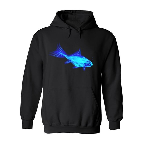 Blue Fire Fish Design Hoodie Men -Image by Shutterstock, Male XX-Large
