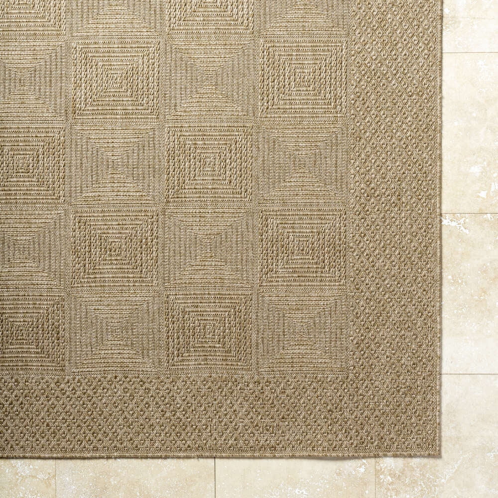 Livabliss Outdoor Rugs, 5x7 Sandra Cottage Beige Area Rug for Patio, Porch, Deck, Backyard, Waterproof Indoor Outdoor Carpet (5'3" x 7')
