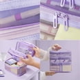 thumbnail image 3 of Triple Layers Cosmetic Travel Bag, Large Capacity Mesh Makeup Organizer, Water-Resistant Toiletry Case, Purple, 3 of 6