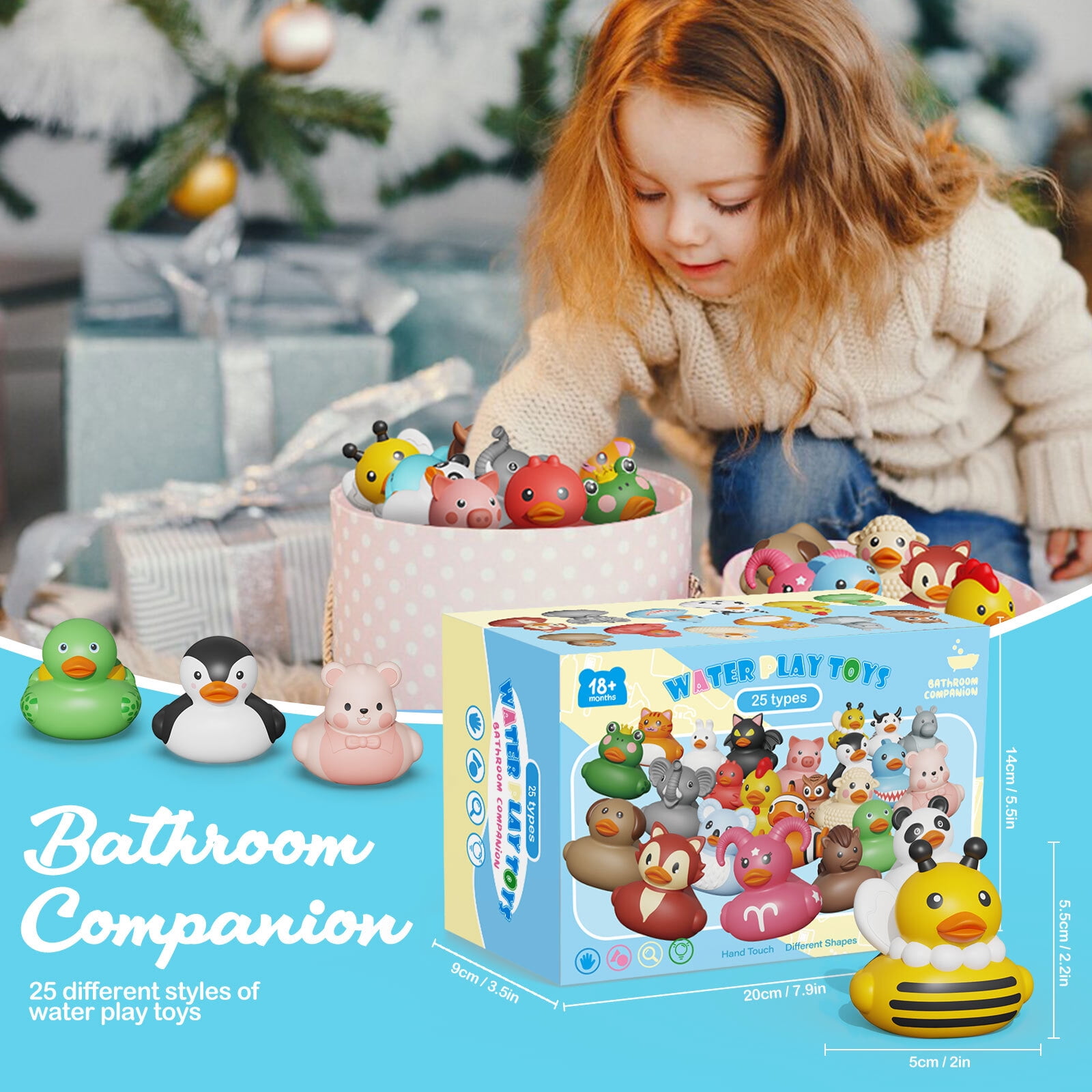 Sumsoltic 25 Pcs Baby Bath Toys, Mini Rubber Ducks No Hole Design, Safe Bath Toys for Babies Infants Toddlers and Kids,Pool Toys Party Favors