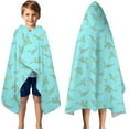 thumbnail image 3 of LightBlue Cartoon Dinosaurs VariedShapes Pattern Hooded Bath Towel，50"x30" for Ages 3 To 12 Kids, Quick Dry Lightweight Soft Microfiber Hood Beach Towel Cover Up for Kids, 3 of 7