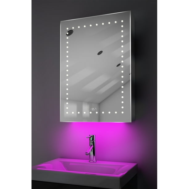Bathroom Bluetooth Mirror With Ambient Lighting, Clock, Demist, & Sensor k389aud