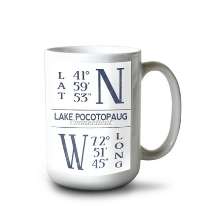 

15 fl oz Ceramic Mug Lake Pocotopaug Connecticut Latitude and Longitude Dishwasher & Microwave Safe