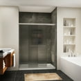 thumbnail image 2 of Sunny Shower Double Sliding Semi-Frameless Shower Door with Frosted Glass in Brushed Nickel Finish, 2 of 15