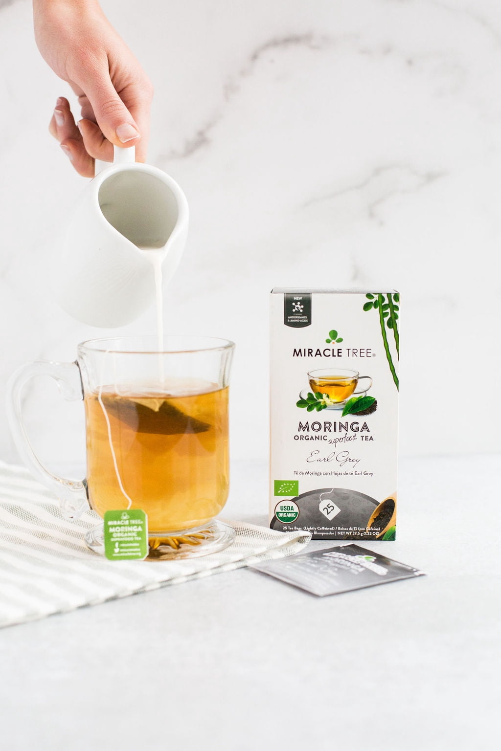 Miracle Tree Organic Moringa Earl Grey Tea Bags, 25 Count