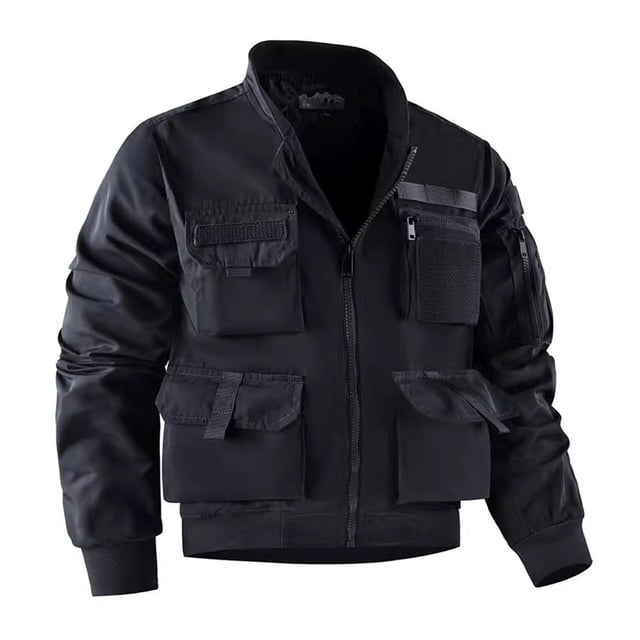 Birdeem Mode Décontractée pour Hommes Couleur Unie Poches Zippées Manches Longues Sans Capuche