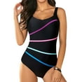 thumbnail image 1 of Women's Plus Size Color Block Print One-Piece Swimsuit with Back V Neck, Hollow Out Keyhole Backless Design, High Waisted Comfortable Bathing Suit for Beach, Swimming and Summer Activities Beige S, 1 of 4