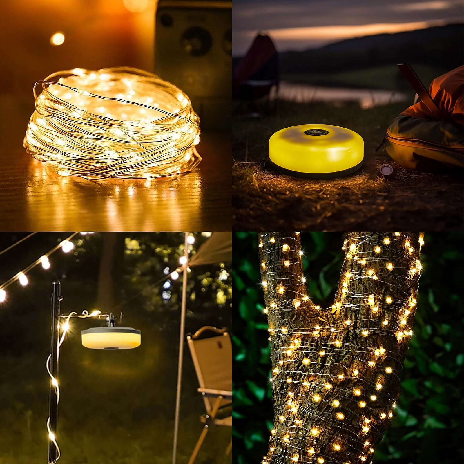 Luvan Outdoor Camping Lights Lantern,4 in 1 Waterproof Rechargeable Tent Light String for Garden,Yard,Hiking,Fishing,Emergency
