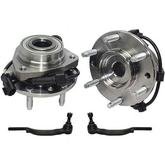 Front Wheel Hub Assembly and Tie Rod End Kit - Compatible with 2003 - 2008 Isuzu Ascender 2004 2005 2006 2007