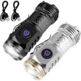 thumbnail image 1 of 2Pcs Three-Eyed Monster Mini Flashlight, German Three-Eyed Monster Mini Flash Super Power Flashlight, Pocket Flashlight with Clip, Mini Torch LED Flashlight, Portable Mini Pocket Torch (Black+Silver), 1 of 7