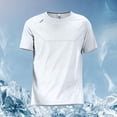 thumbnail image 2 of Bainana Silk Shirts For Men Solid Color Short Sleeve Crew Neck Tops Soft Man Summer Fitness Shirts White Size S, 2 of 3