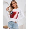thumbnail image 3 of American Flag Sweaters for Women Veterans Day Independence Day Patriotic Stars Sweater Long Sleeve Crewneck Striped Sweater Alsol Lamesa, 3 of 6