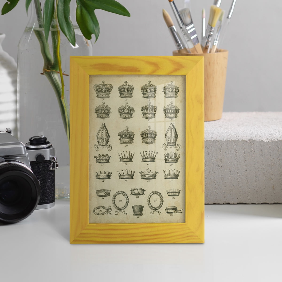 Heraldic Crowns & Coronets IV -Framed Print w/glass-Sunflower Yellow