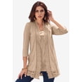 thumbnail image 2 of Roaman's Women's Plus Size Crochet Trim Pointelle Cardigan, 2 of 6