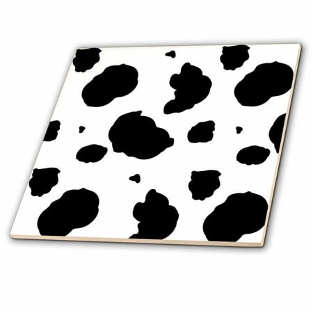 3dRose Black and White Cow Print - Ceramic Tile, 12-inch