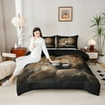 thumbnail image 4 of Feelyou Romantic Lion Animal Full Size Comforter Sets for Adult, Lover Valentines Day Bedding Comforter Set, Jungle Wildlife Reversible Bedding Sets, Lightweight Room Decor, 3 Pieces, 4 of 8