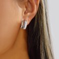 thumbnail image 3 of NICKSUN 3-in-1 Stackable Hoop Earrings, Sparkling Square Cubic Zirconia Irregular Geometric Luxury Hoop Ear Jewelry, 3 of 9