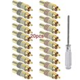 thumbnail image 1 of 20 conectores RCA macho, adaptador de conector RCA para altavoz o vídeo chapado en oro, conector RCA macho sin soldadura, para multimedia y CCTV., 1 of 4