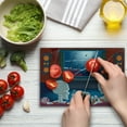 thumbnail image 4 of Movie Theater Cutting Board, Family of Skeletons Sitting on a Sofa and Watching a Movie at Home, Decorative Tempered Glass Cutting and Serving Board, Small Size, Multicolor, by Ambesonne, 4 of 5