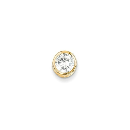 - 14k Yellow Gold 7mm Cubic Zirconia Bezel Pendant Charm Necklace Slide Chain Gemstone Gifts For Women For Her