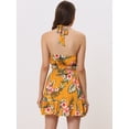 thumbnail image 4 of Conjunto de 2 piezas para mujer con cuello halter floral sin mangas con falda corta Amarillo XL Allegra K, 4 of 5