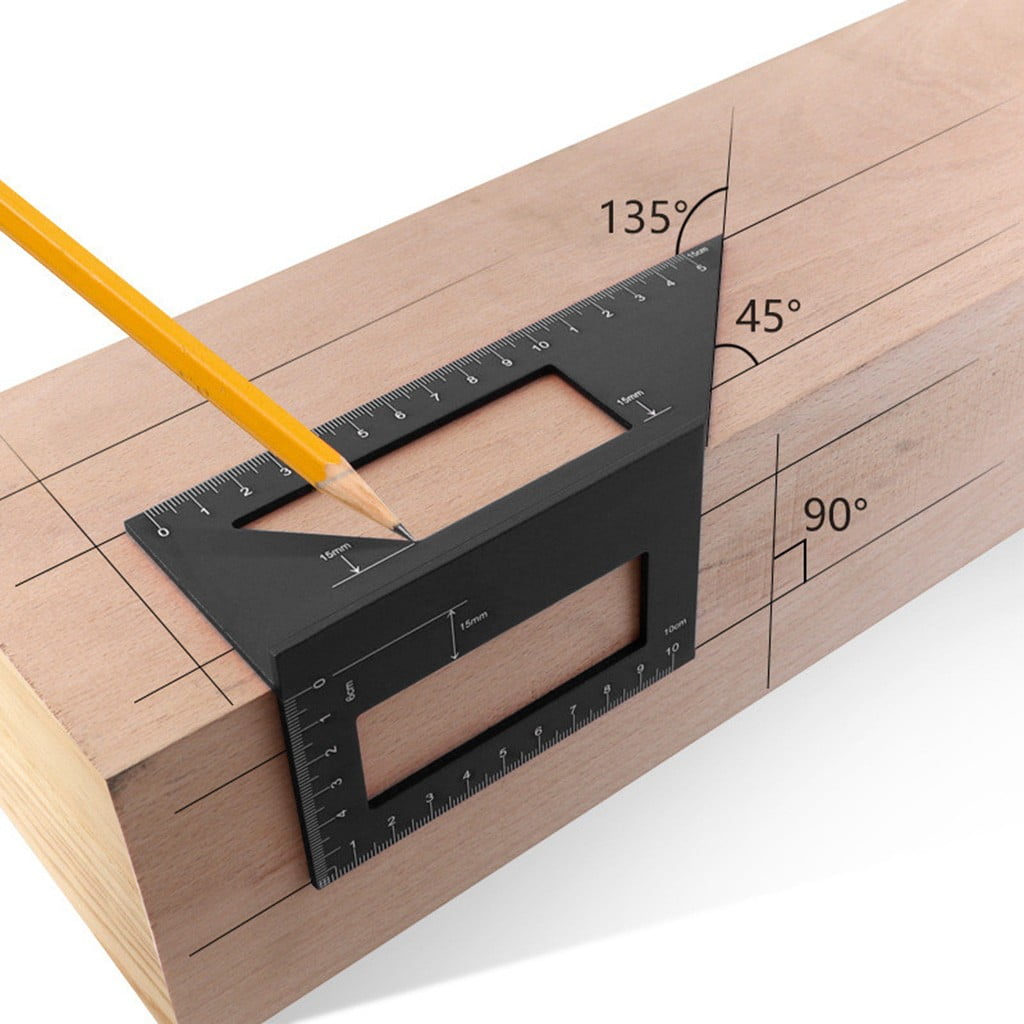 45 Degree Angle Scriber Black Aluminum Angle Ruler Woodworking Scribe Angle Measurement Woodworking Marking Tool for Woodworking Decoration 