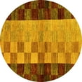 thumbnail image 1 of Ahgly Company Machine Washable Indoor Round Abstract Yellow Modern Area Rugs, 7' Round, 1 of 4