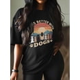 thumbnail image 3 of Camiseta de mujer, camiseta de manga corta, tops casuales, camisetas de mujer con perros, camisetas de cuello redondo para mujer, 3 of 8