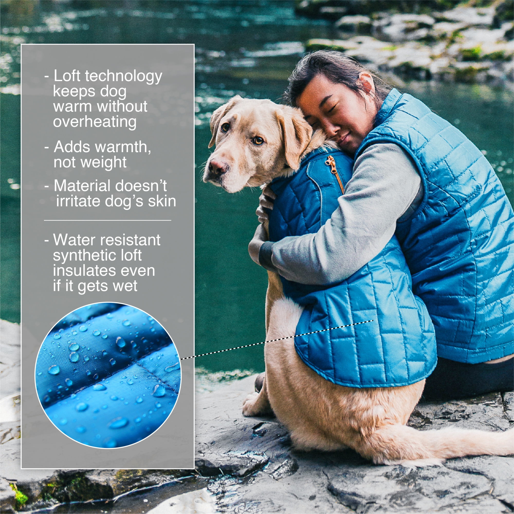 Kurgo Loft Dog Jacket, Reversible Dog Coat, Wear with Harness or Sweater, Water Resistant, Reflective, Winter Coat For Small Dogs (Ink Blue, XS)