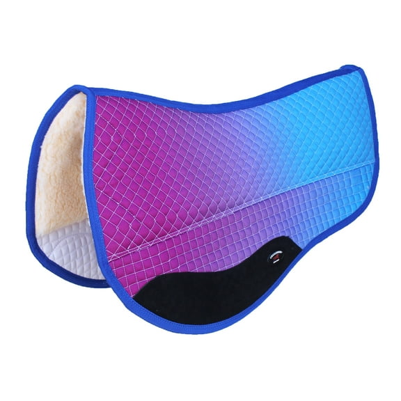 Horse Western 28"x30" Quilted Barrel Contoured Fur Padded Saddle Pad Ombre 39222