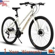 21-Speed Hybrid Bike 700C Road City Bicycle w Dual Disc Brake Carbon Steel Frame