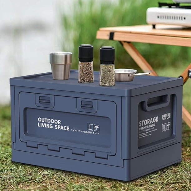 Caja de almacenamiento plegable para acampar con contenedor de almacenamiento con tapa para acampar al aire libre, oficina en casa