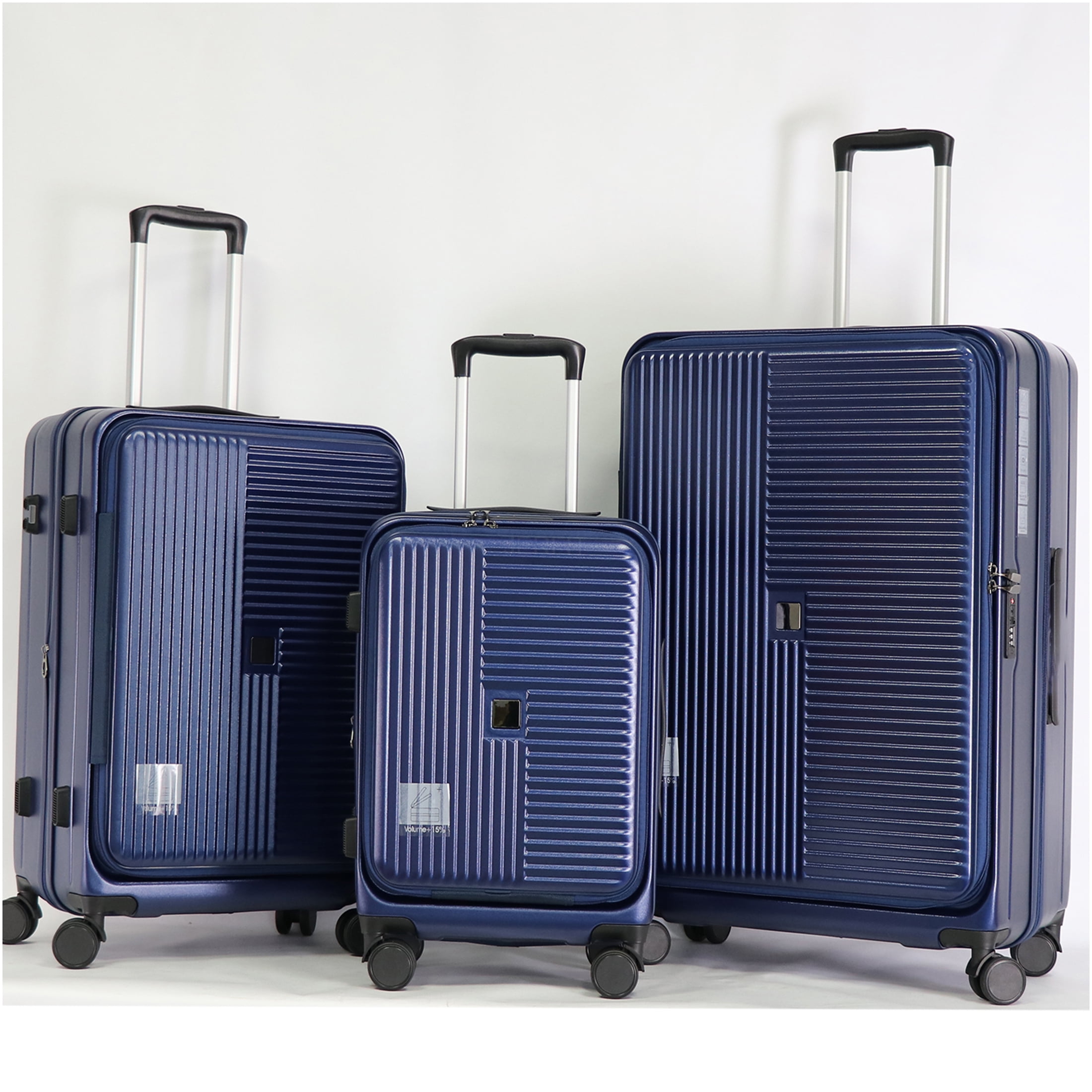 JERFIT 3-Piece Hardshell Luggage Set with TSA Lock, Front-Opening Design & Expandable Suitcases in Aqua Blue