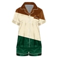 thumbnail image 4 of Ladies Casual Sleep Outfit Silky Satin Short Sleeve Blouse Breathable Matching Shorts Set Green s Short Sleeve Loungewear, 4 of 4