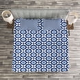 thumbnail image 3 of Ambesonne Moroccan Quilted Bedspread Set 3 Pcs, Diagonal Azuejo Motif, Queen Size, Dark Blue White, 3 of 3