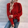 thumbnail image 2 of aDJFDGT Open Knit Sweaters for Women Summer Ladies' Loose Pullover Sweater Round Neck Split Hem Sleeve Solid Color Knit Sweater, 2 of 6