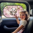 thumbnail image 3 of Yuyamidu Cute Panda Rear Window Sun Shade for Car Summer Car Rear Side Window Shade Pink Flower Sun Shade Blocker 2 Pack Cute Sunshade for SUV Van Auto Accessories, 3 of 7