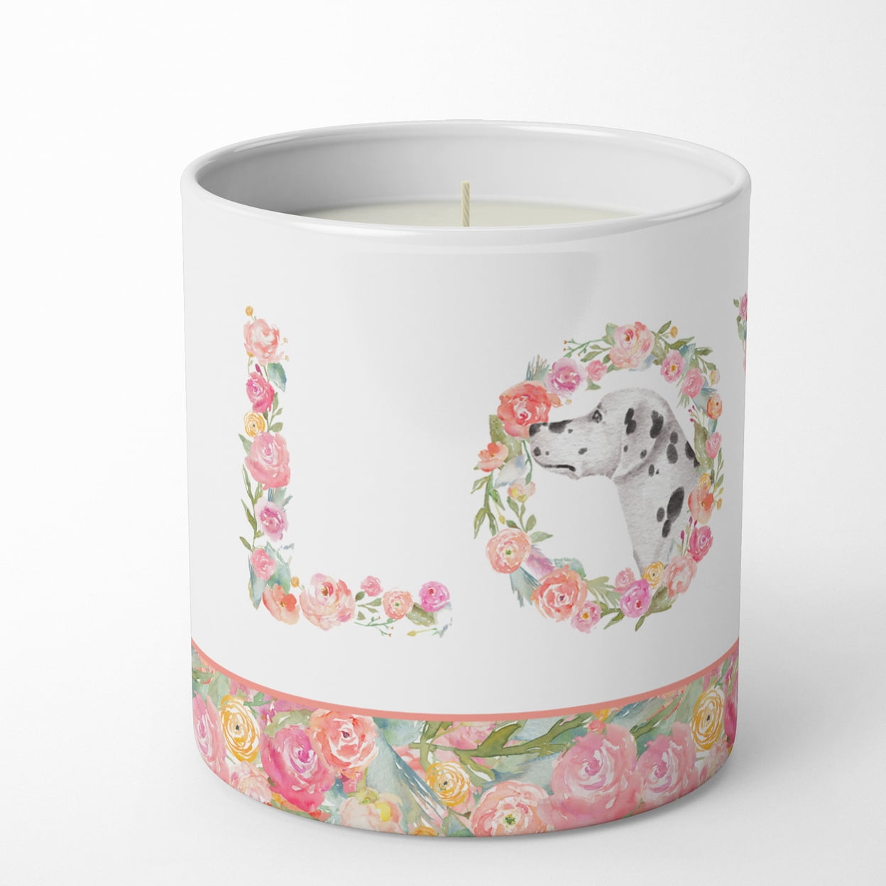 Dalmatian #4 LOVE 10 oz Decorative Soy Candle 3.25 in x 3.75 in