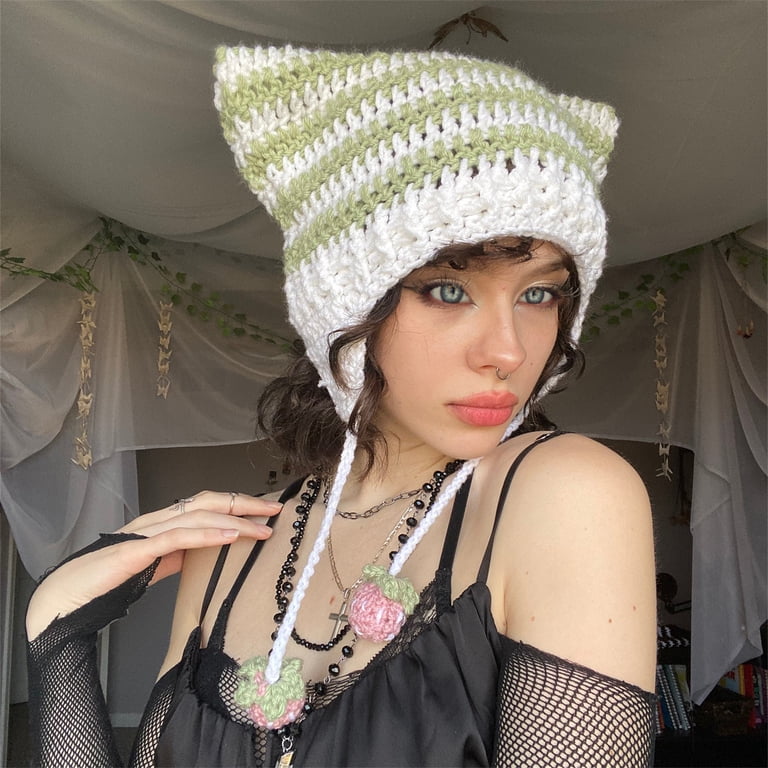 Hat With Ears Chuarry Distressed Knitted Cat Beanie  display picture 3